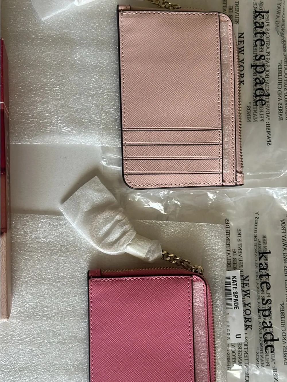 kate spade Pink Zip Card Case with Gold Logo